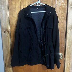 Plus Size Womens Full Zip Faux Black Suede Jacket 4X